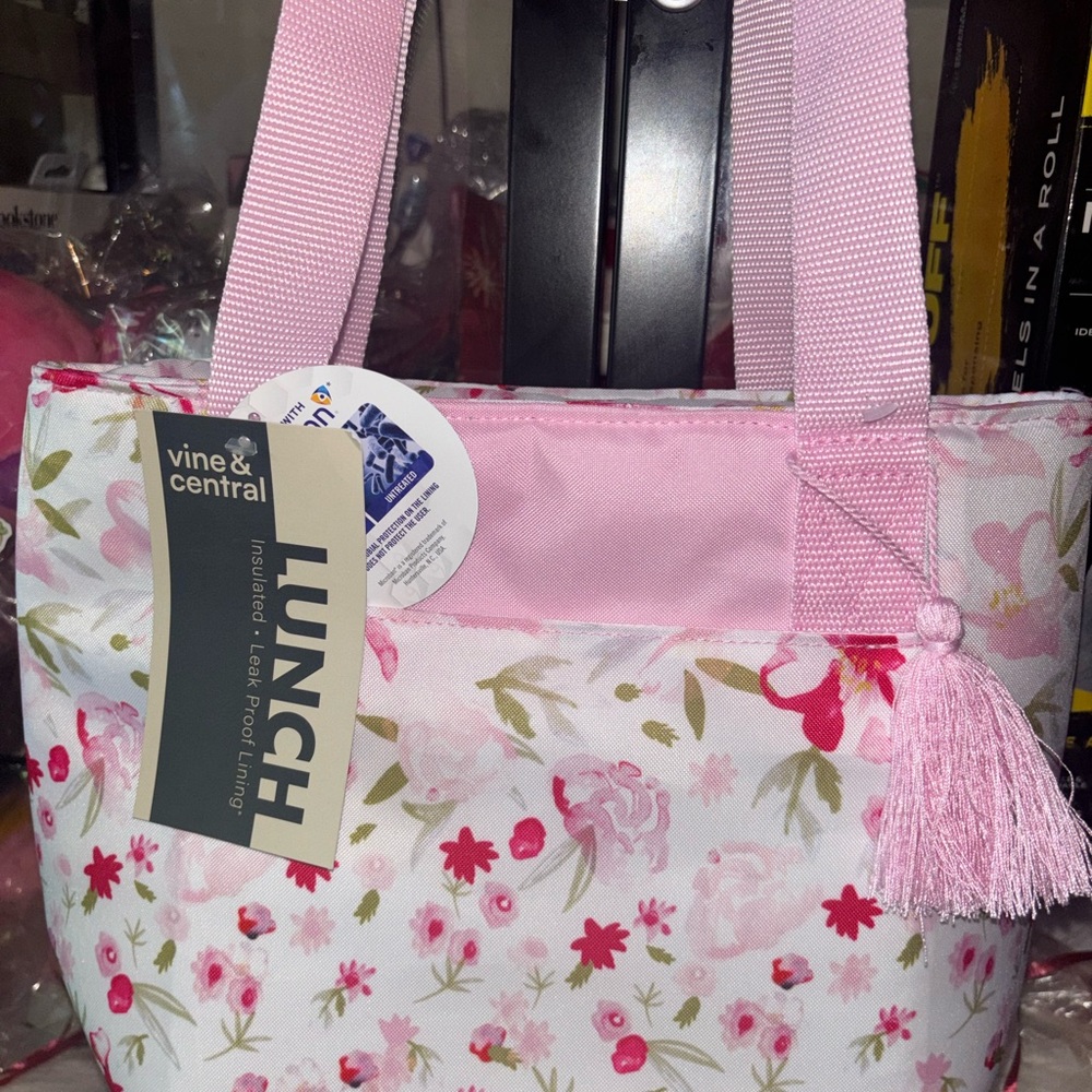 Pink Floral Insulated Lunch Tote